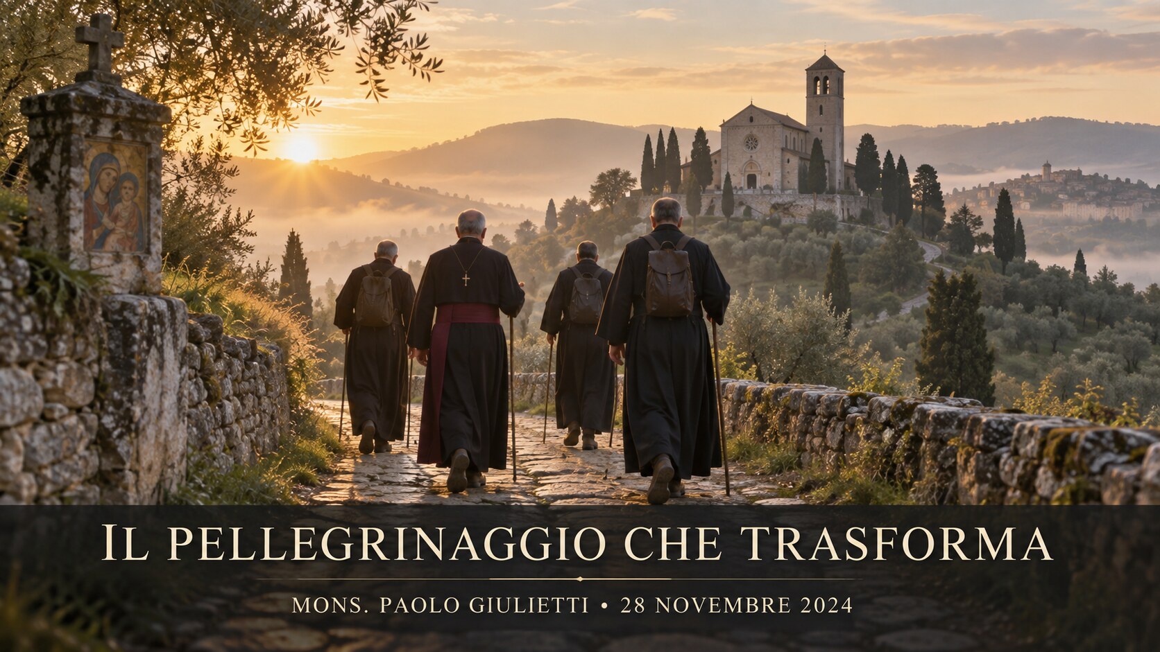 Sacerdoti in cammino verso un santuario umbro, copertina dell’incontro con mons. Paolo Giulietti